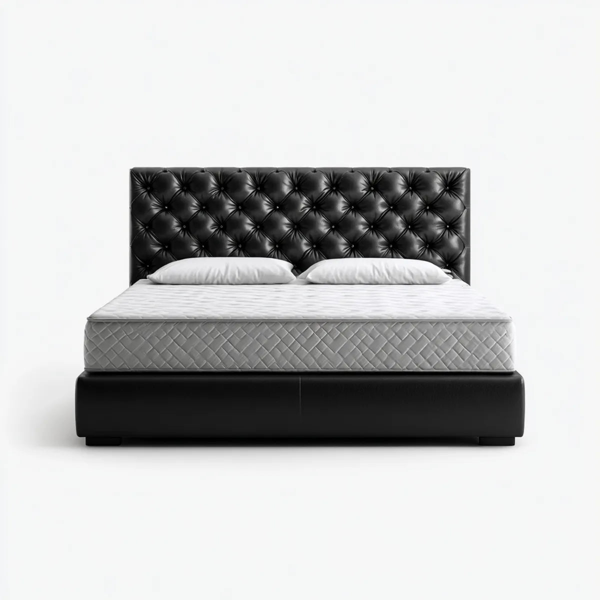 Doppelbett Polsterbett Schwarz 180 x 200 cm PU-Kunstleder Rechteckig