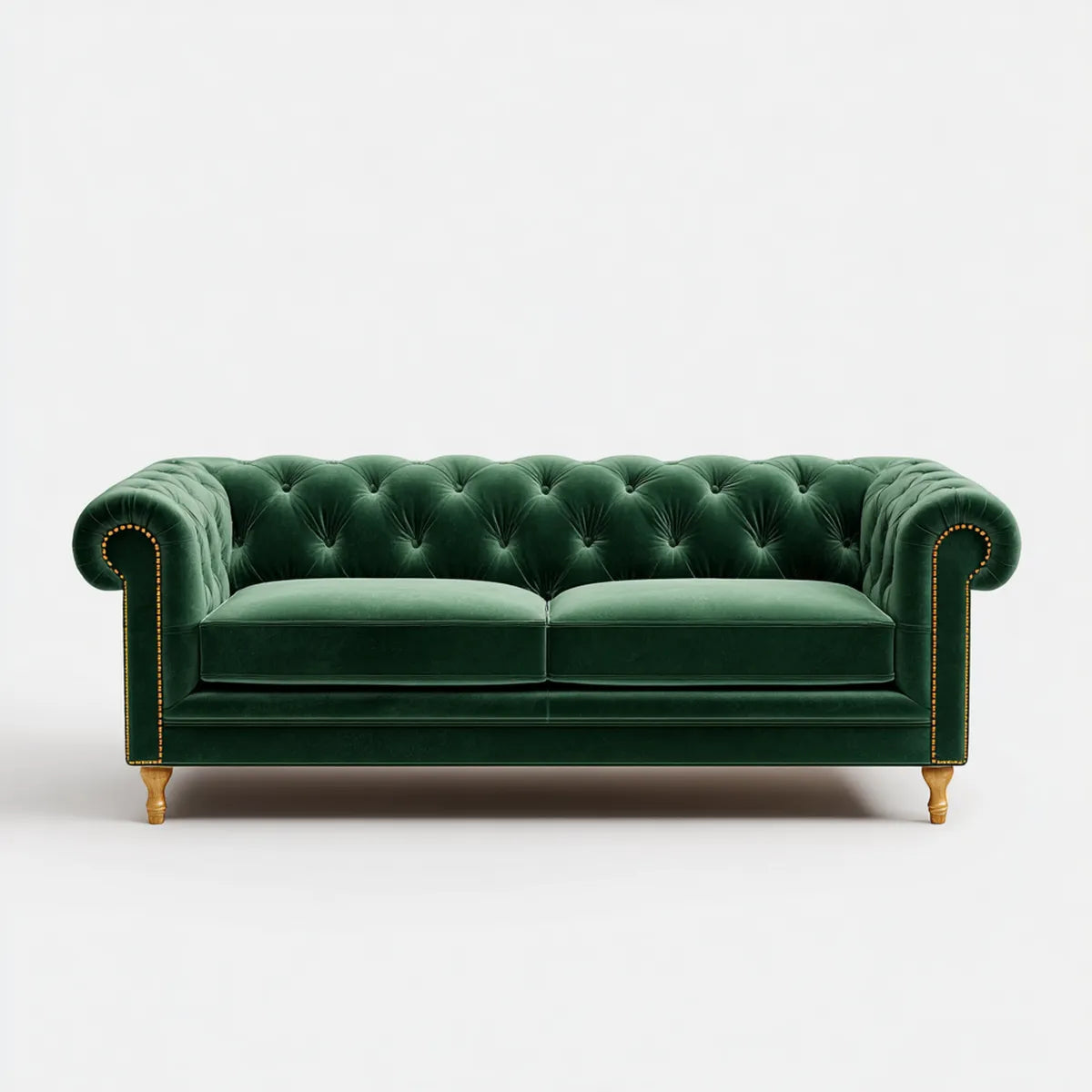 3-Sitzer Chesterfield Sofa Dunkelgrün mit Samtbezug 210 x 90 x 75 cm rechteckig